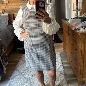 Tommy Hilfiger Black, White and Brown Houndstooth Dress with Attached Blouse.